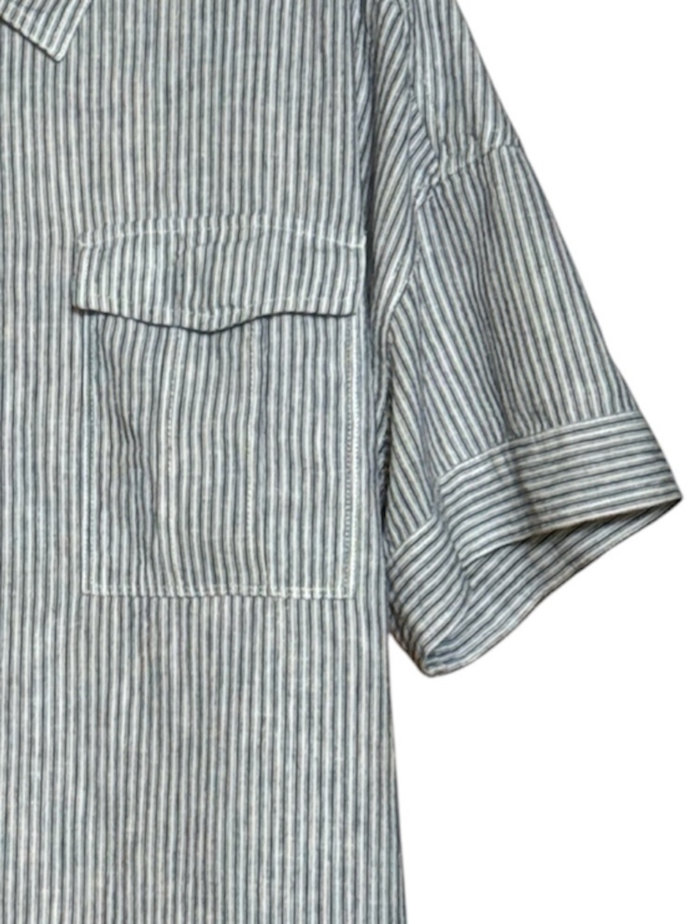 J. Crew Navy and White Striped Button-Down Shirt Linen Blend Sz XXL - Picture 3 of 9